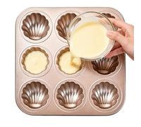 Genérico Cupcake Molds For Baking - 27×27×2.2cm 9 Slot Reusable Muffin Pan Non Stick Carbon Steel Dessert Mold Cute Animal Cartoon Design Baking Tray | For Muffins Madeleines