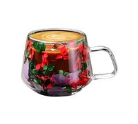 Generico Cupi di caffè a doppio - tazze da tè fusion florale, eleganti bevande di termico | Doppia parete leggera per espresso, caffè ghiacciato, supporto di bevande versatile per casa e uffi