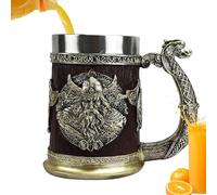 Genérico Cups | 600ml Resin Stainless Steel Mug - Whiskey Mugs, Beer Tankard For Men, Beer Cup Stein For Gothic Decor, Norse Decor, Wooden Gift