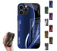 Genérico Curranet Dazzle Color Flow Case for iPhone, HD Glass Back Simple Case, for iPhone 11 12 13 14 15 16 SE Plus Pro MAX (Blue,12 Pro MAX)