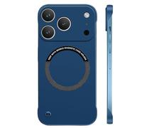 Genérico Curranet Magnetic Frameless Hard Case for iPhone 11/12/13/14/15/16/17 Series, Ultra Thin Anti-Shock and Anti-Scratch Hard Phone Borderless Magnetic Cases (Blue,for 12 Pro MAX)