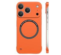Genérico Curranet Magnetic Frameless Hard Case for iPhone 11/12/13/14/15/16/17 Series, Ultra Thin Anti-Shock and Anti-Scratch Hard Phone Borderless Magnetic Cases (Orange,for XS)