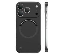 Genérico Curranet Magnetic Frameless Hard Case for iPhone 11/12/13/14/15/16/17 Series, Ultra Thin Anti-Shock and Anti-Scratch Hard Phone Borderless Magnetic Cases (Black,for 17 Pro)