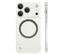 Genérico Curranet Magnetic Frameless Hard Case for iPhone 11/12/13/14/15/16/17 Series, Ultra Thin Anti-Shock and Anti-Scratch Hard Phone Borderless Magnetic Cases (White,for 16 Plus)