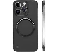 Genérico Curranet Magnetic Frameless Hard Case for iPhone 17/16/15/14/13/12/11/X Pro MAX, Ultra Thin Frosted Magnetic Suction Frameless Hard Shell (Black,17 Pro)