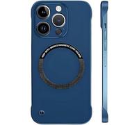 Genérico Curranet Magnetic Frameless Hard Case for iPhone 17/16/15/14/13/12/11/X Pro MAX, Ultra Thin Frosted Magnetic Suction Frameless Hard Shell (Blue,17)