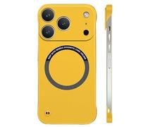 Genérico Curranet Magnetic Frameless Hard Case for iPhone, Ultra Thin Anti-Shock and Anti-Scratch Hard Phone Borderless Magnetic Cases for iPhone 11/12/13/14/15/16/17 Pro MAX (for 11,Yellow)