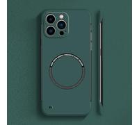 Genérico Curranet Magnetic Frameless Hard Case for iPhone, Ultra Thin Hard Pc Magnetic Frameless Case for iPhone X/11/12/13/14/15/16/17 Pro MAX (for 16 Pro,Dark Green)