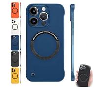 Genérico Curranet Magnetic Frameless Hard Case for Phone, Ultra Thin Hard Pc Magnetic Frameless Case for Phone X/11/12/13/14/15/16/17 Pro MAX (Blue,15plus)