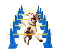 Genérico Curso de Agilidad para Perros, Altura Ajustable y Portátil, Set de Agility con Conos y Palos para Entrenamiento de Cachorros, para Jardín Interior, Parque, Hogar, Cachorros Medianos Grandes