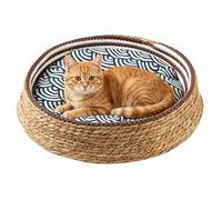 Genérico Cushioned Cat Bed Basket - Round Scratch Resistant Nest, All Season Soft Cat Bed Basket Cushion | Round Sleeping Nest for Small Medium Large Cats, Pet Beds for Bedroom Balcony Windowsill