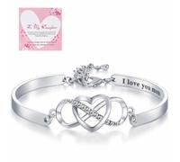 Genérico Custom Infinity & Heart Bracelet, Engraved Name Bracelet with Card | Keep Me in Your Heart Bracelet, Anniversary Mother's Day for Women