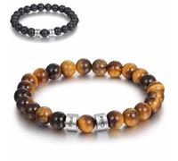 Genérico Custom Name Natural Crystal Bead Bracelet, Personalized Tiger Eye Stone Beads Bracelet with 1-5 Names, Customized Made Man Fathers Day for Him, Dad, Husband, Boyfriend
