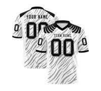 Genérico Customizable Football Jersey with Striped Print V Neck Short Sleeve Fabric Personalized Team Number