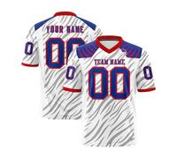 Genérico Customizable Football Jersey with Striped Print V Neck Short Sleeve Fabric Personalized Team Number