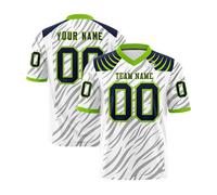 Genérico Customizable Football Jersey with Striped Print V Neck Short Sleeve Fabric Personalized Team Number