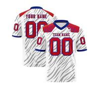 Genérico Customizable Football Jersey with Striped Print V Neck Short Sleeve Fabric Personalized Team Number