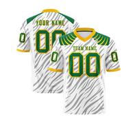 Genérico Customizable Football Jersey with Striped Print V Neck Short Sleeve Fabric Personalized Team Number