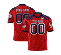 Genérico Customizable Short Sleeve Sports Jersey with Tiger Stripe Pattern V Neck Lightweight Athletic Shirt Personalized Number