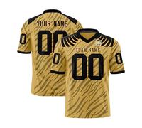 Genérico Customizable Short Sleeve Sports Jersey with Tiger Stripe Pattern V Neck Lightweight Athletic Shirt Personalized Number