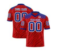 Genérico Customizable Short Sleeve Sports Jersey with Tiger Stripe Pattern V Neck Lightweight Athletic Shirt Personalized Number