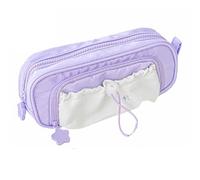 Genérico Cute Aesthetic Pouch Holder Drawstring Pen Case, Miniwave Rosy Posy Pencil Case, Counting Stars Pencilcase Big, Large Capacities Soft Drawstring Multi-Pocket Design (Purple)