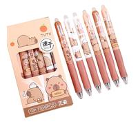 Genérico Cute Animal Pens - 6X Cartoon Capybara Retractable Gel, Fine Point Roller Stationery Set, Fun School Supply Collection | Class Reward Prize Choice For Students Women Girls Boys Accessories