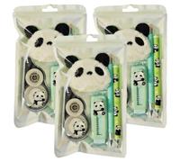 Genérico Cute Animal Stationery Set with Correction Tape Pen Combo,Plush Panda Pendant and Eraser Writing Supplies,Practical Writing Stationery Set for Office and Note Taking
