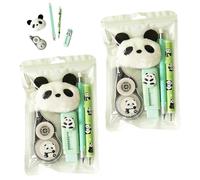 Genérico Cute Animal Stationery Set with Correction Tape Pen Combo, Supplies with Plush Pendant and Eraser, Practical Writing Stationery Sets for Office And Note Taking (2 Sets)