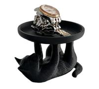 Genérico Cute Animal Trinket Tray - Porcelain Cat & Bunny Jewelry Organizer, Elegant Necklace & Key Display, Vanity Plate, Decorative Category, Modern for Fashion Enthusiasts & Dorm Living