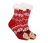 Genérico Cute Animal Ultra-Thick Slipper Home Socks,Fuzzy Christmas Socks,Xmas Fuzzy Slipper Socks (A)