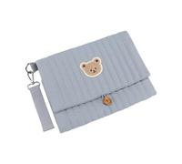 Genérico Cute Bear Embroidered Diaper Clutch Bag Cotton 24x19cm Foldable Multi Pocket Diaper Organizer With Stroller Strap Wipes Pouch For Mom Travel Essentials