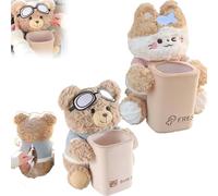Genérico Cute Bear Tissue Holder and Trash Can, 2 in 1 Car Tissue Box and Trash Can, Multifunctional Animal Paper Box for Car and Home