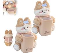Genérico Cute Bear Tissue Holder and Trash Can, 2 in 1 Car Tissue Box and Trash Can, Multifunctional Animal Paper Box for Car and Home