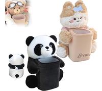 Genérico Cute Bear Tissue Holder and Trash Can, 2 in 1 Car Tissue Box and Trash Can, Multifunctional Animal Paper Box for Car and Home