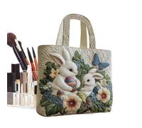 Genérico Cute Bunny Carryall, Reusable Canvas Bag, Medium Size Bag with Festive Appeal, Soft Fabric with Reinforced Stitching, Easter Party Accessory, Outdoor Egg Hunt and Spring Gathering Use