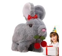 Generico Cute Bunny Plush - Walking Electronic Rabbit Toy With Sounds, Bow & Cherry Design | Realistic Soft Interactive For Boys, Girls, Easter Gift Electronic Moving Toy Holiday