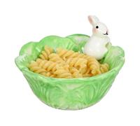 Genérico Cute Cabbage Shaped Ceramic Bowls with Rabbit Handle,Cabbage Rabbit Salad Bowl,Cartoon Hand-Painted Easter Bunny Bowls for Snacks Desserts and Everyday Dining
