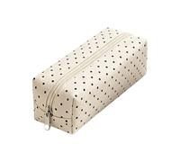 Genérico Cute Canvas Dot Pencil Case & Aesthetic Makeup Bag