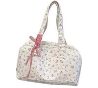 Genérico Cute Carry-On Weekender Pouch, Floral Duffle Bag - Large-Capacity Flower Tote Bag Waterproof Shoulder Purse with Bow,Soft Luggage Storage for Beach Yoga Workout Hospital