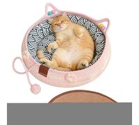 Genérico Cute Cat Bed - 35×35×13cm Washable Anti Slip Cat Bed with Cushion Pillow, Hand Woven Pet Bedsa with Toy Ball For Kitten Puppies, All Season Sleeping Pad Indoor Home