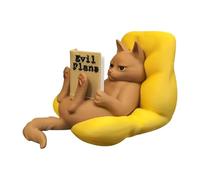 Genérico Cute Cat Figurine - Lazy Reading Ornament Decor, Mini Cat Book Statue Sculpture, Funny Desk Decoration with Artistic Detail, Home Office Shelf Decor, Cats Ornament for Indoor Display Use