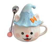 Genérico Cute Cat Witch Hat Ceramic Coffee Mug,3D Funny Ghost Cat Cups with Lid and Spoon,Stylish Personalized Charm Coffee Cup for Women Birthday Gifts