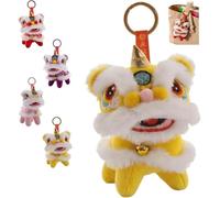 Genérico Cute Cloak Lion Dance Keychain,2026 Year of the Horse Chinese Lion Dance Keychain,Chinese Traditional Plush Bag Purse Pendant (Yellow)