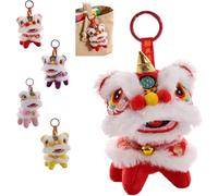 Genérico Cute Cloak Lion Dance Keychain,2026 Year of the Horse Chinese Lion Dance Keychain,Chinese Traditional Plush Bag Purse Pendant (Red)