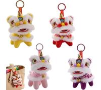 Genérico Cute Cloak Lion Dance Keychain,2026 Year of the Horse Chinese Lion Dance Keychain,Chinese Traditional Plush Bag Purse Pendant (4Pcs)