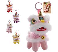 Genérico Cute Cloak Lion Dance Keychain,2026 Year of the Horse Chinese Lion Dance Keychain,Chinese Traditional Plush Bag Purse Pendant (Pink)