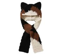 Genérico Cute Crochet Cat Head Scarf | Cold Weather Headwear, Comfortable And Lightweight, Cozys Up With The Adorable Calico Cat Crochet Scarf, Winter Warm Kitten Ear Beanie Hat For Women