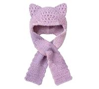 Genérico Cute Crochet Cat Head Scarf | Cold Weather Headwear, Comfortable And Lightweight, Cozys Up With The Adorable Calico Cat Crochet Scarf, Winter Warm Kitten Ear Beanie Hat For Women