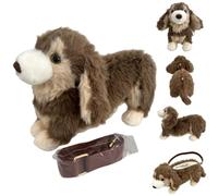 Genérico Cute Dog Shaped Stuffed Purse,Plush Dog Shoulder Bag,Realistic Pet Shape Plush Crossbody Bag for Casual,Travel,Toy Storage